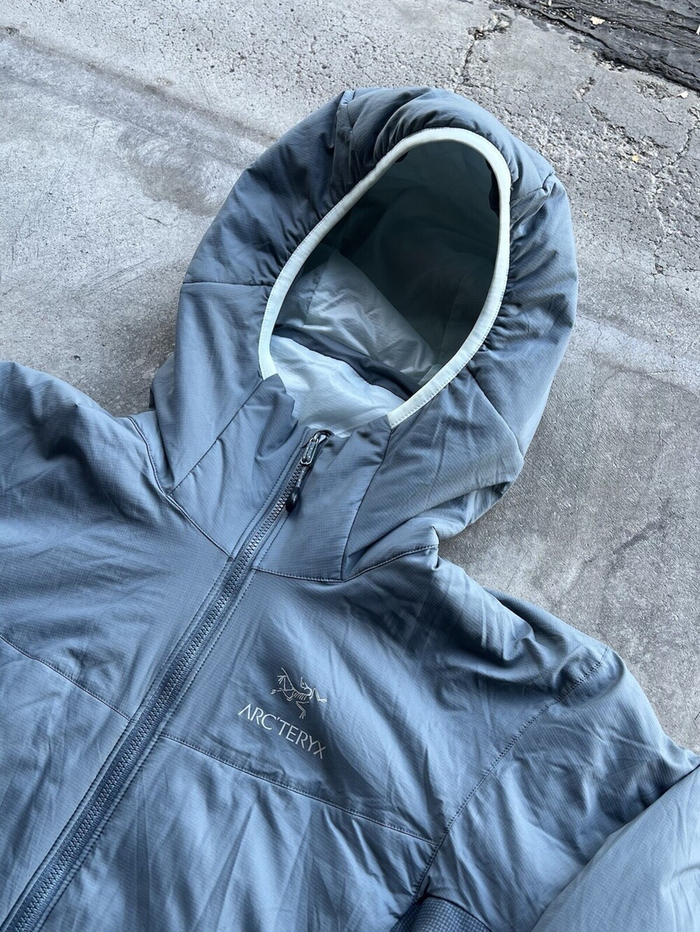 Arc'teryx Atom LT Hoody Womens Large Insulated Jacket Light Grey Blue  Zip